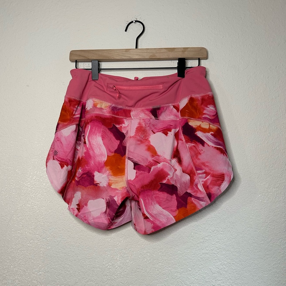 Athleta Pink Printed Run With It 4” Short Size Small